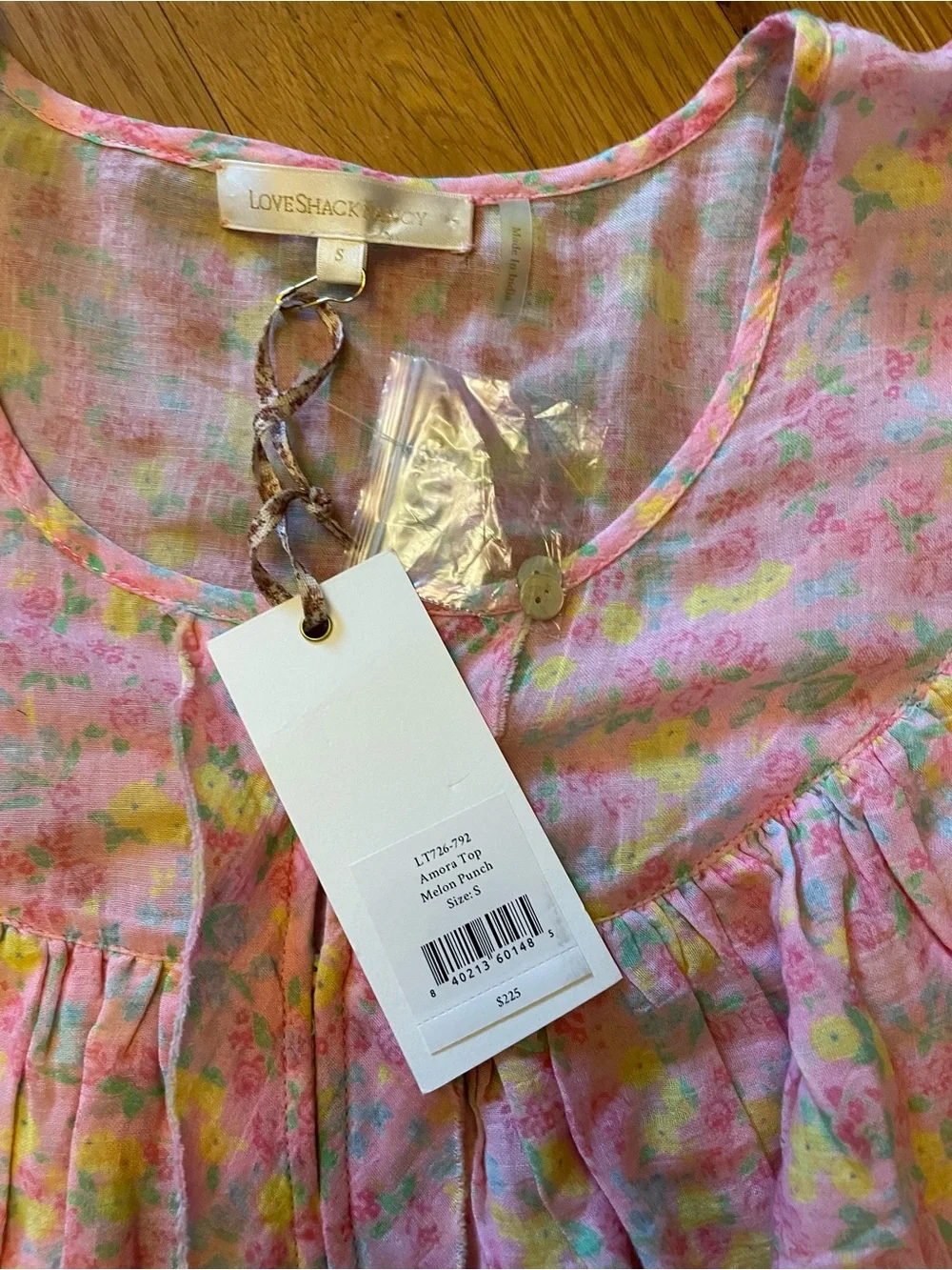 LoveShackFancy Amora Blouse Size Small NWT melon punch
